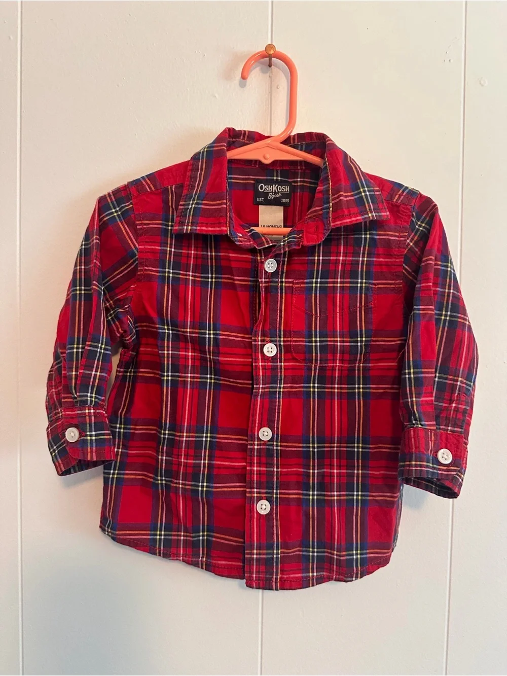 OshKosh Red Plaid Button-Up Shirt 18 months